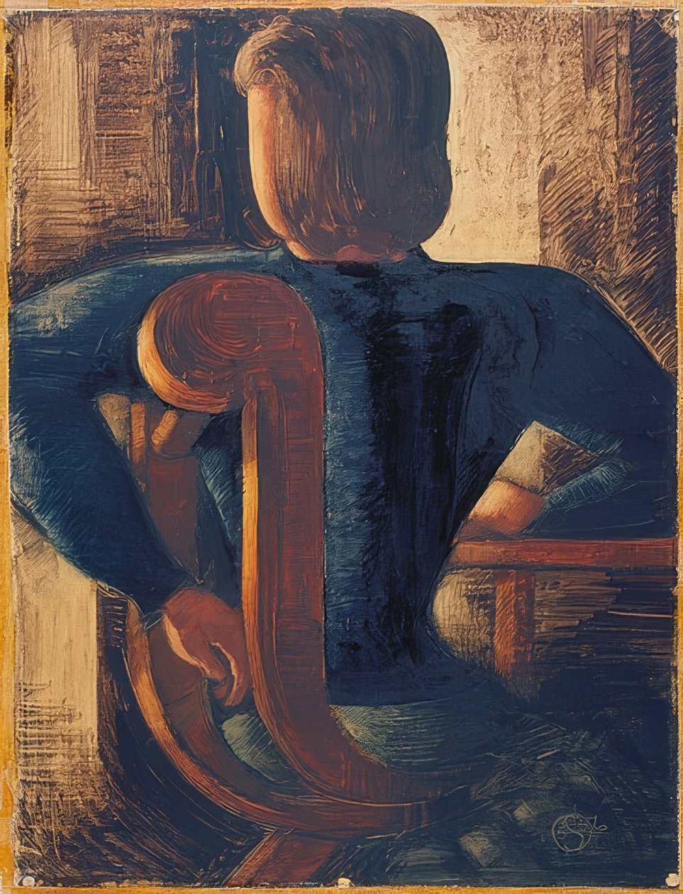 Ludzie siedzący na plecach przy stole. 1936 autorstwa Oskar Schlemmer