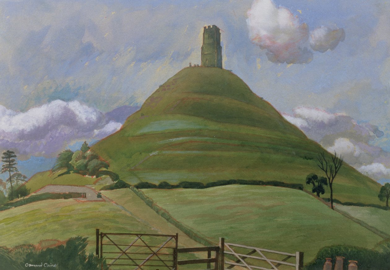 Glastonbury Tor (wc na papierze) autorstwa Osmund Caine