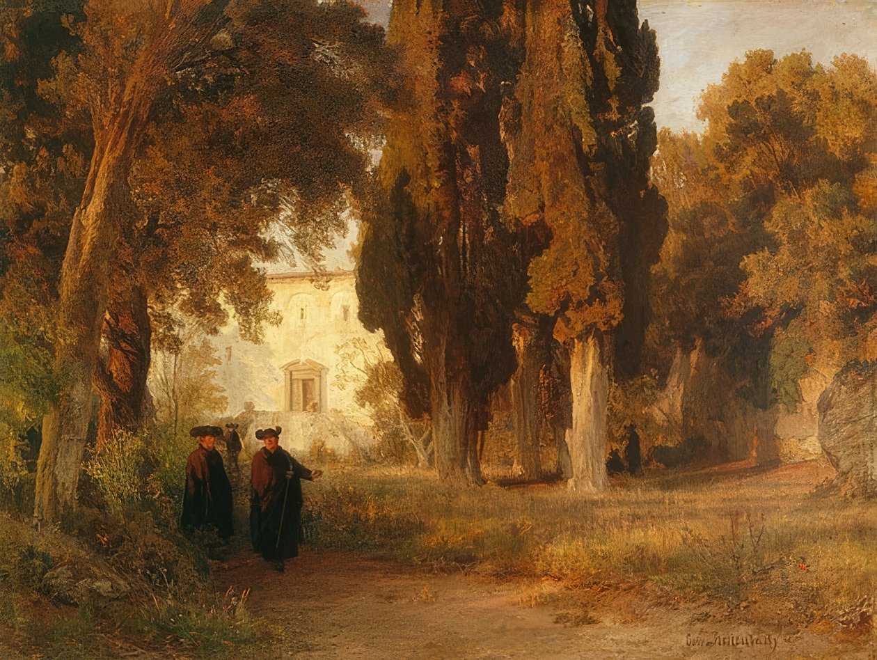 Ogród klasztorny. Po 1857 autorstwa Oswald Achenbach