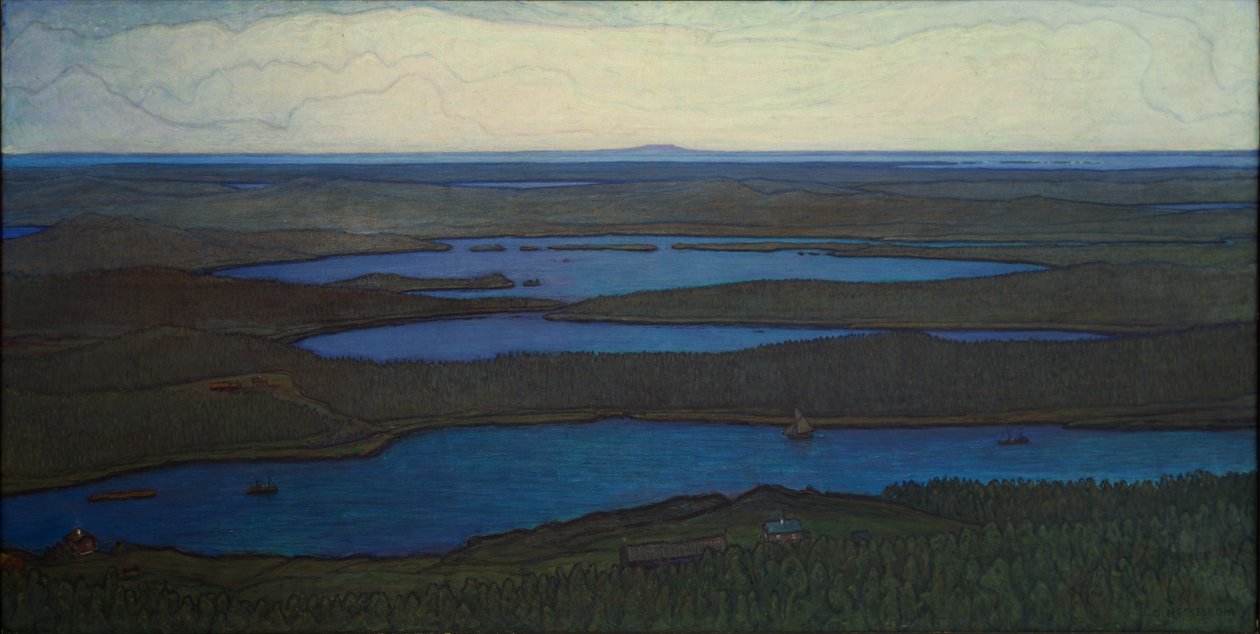 Nad lasem i jeziorem, 1908 autorstwa Otto Hesselbom