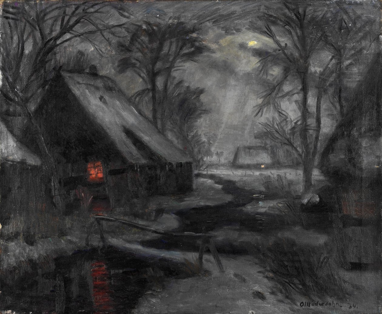 Zimowy wieczór w Fischerhude autorstwa Otto Modersohn