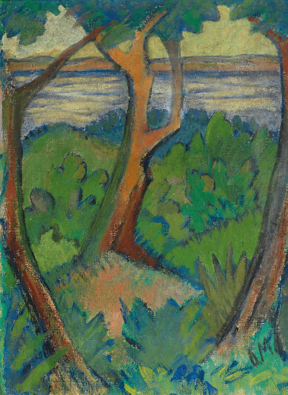 Krajobraz z trzema drzewami, 1923. autorstwa Otto Mueller