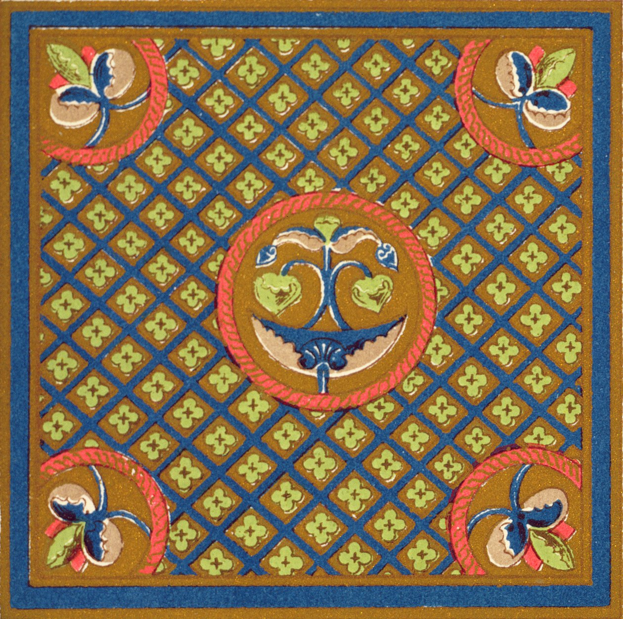 Ramka rękopisu w British Museum, rozdział VII, tablica XXIX z „Gramatyki ornamentu”, 1868 autorstwa Owen Jones