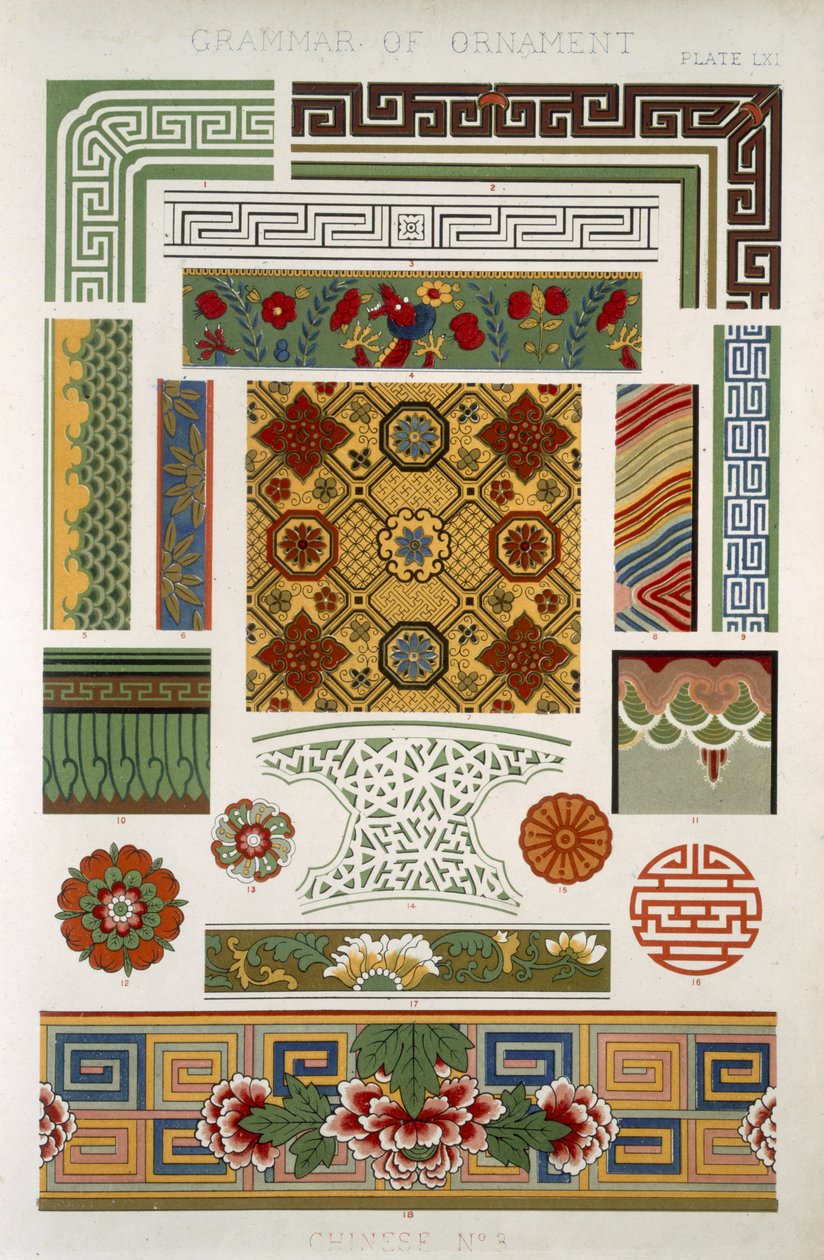 chiński nr 3, płyta LXI, z „Gramatyki ornamentu” Owena Jonesa (1809-68) autorstwa Owen Jones