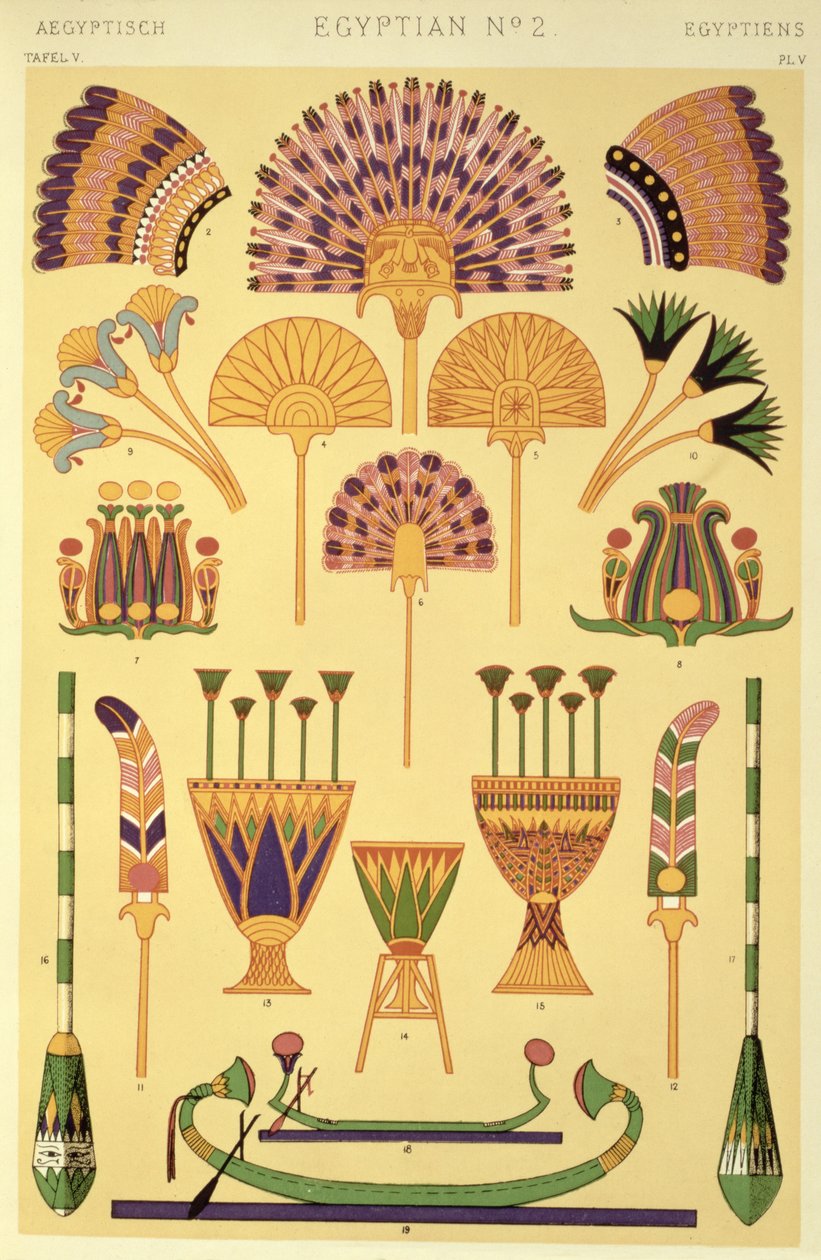 Egipski ornament z Ch II, tabliczka V „Gramatyka ornamentu”, 1868 autorstwa Owen Jones