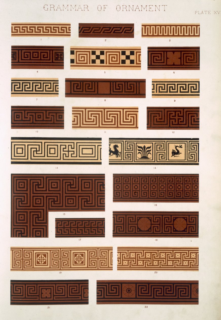 Grecki nr 1, tabliczka XV, z „Gramatyki ornamentu” Owena Jonesa (1809-68) autorstwa Owen Jones