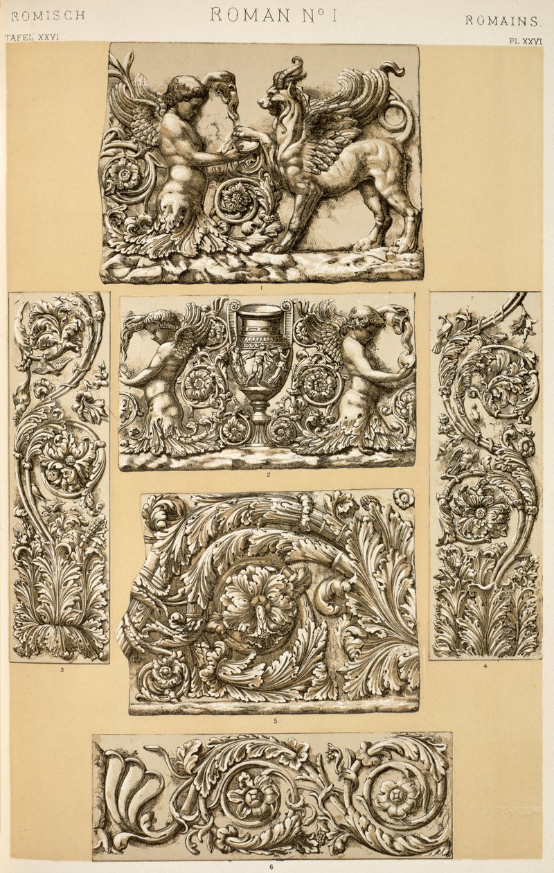 Ornament rzymski z Ch VI, tablica XXVI z „Gramatyki ornamentu”, 1868 autorstwa Owen Jones
