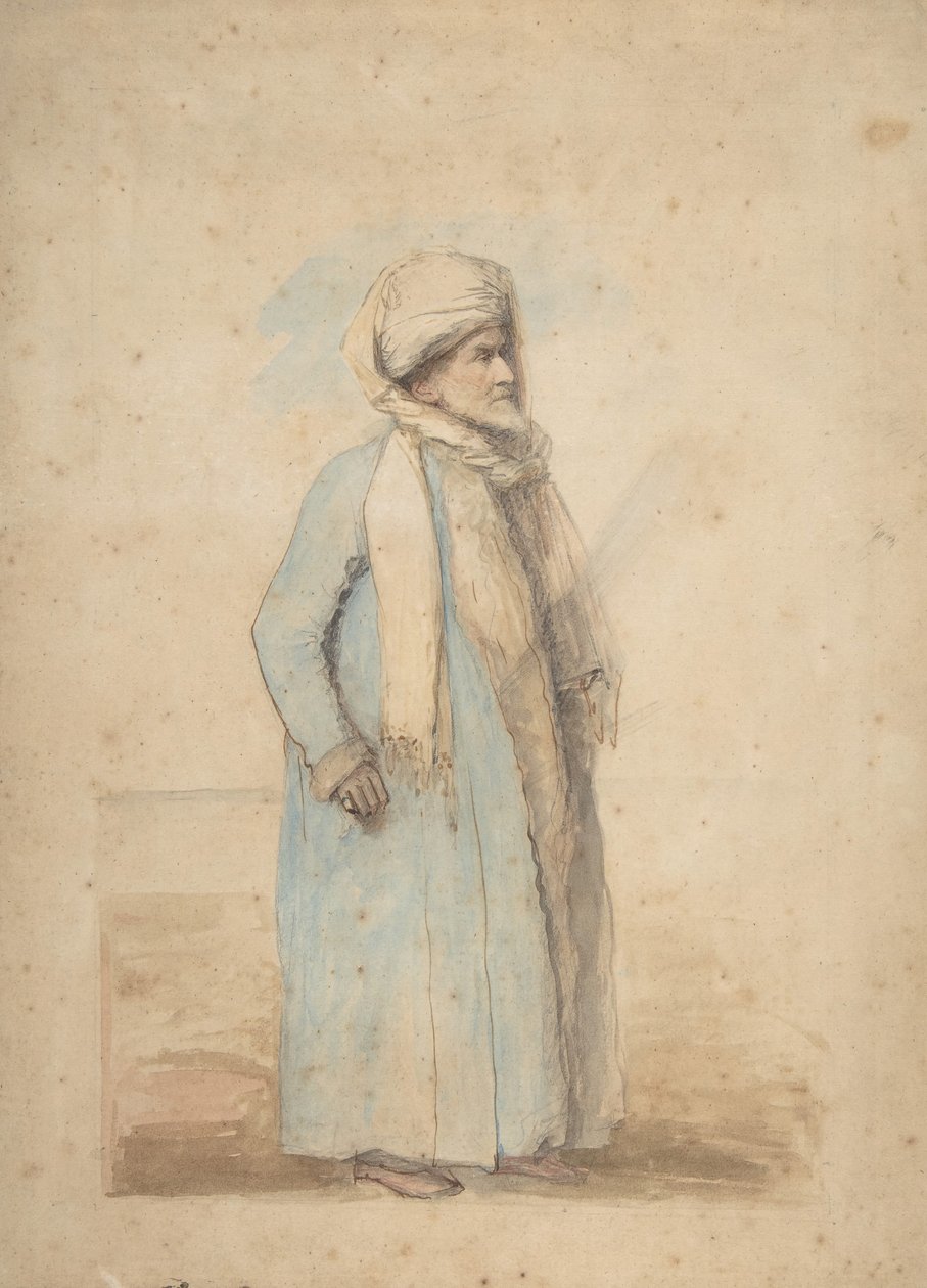Brodaty mężczyzna w stroju orientalnym, ca. 1780. autorstwa Ozias Humphry