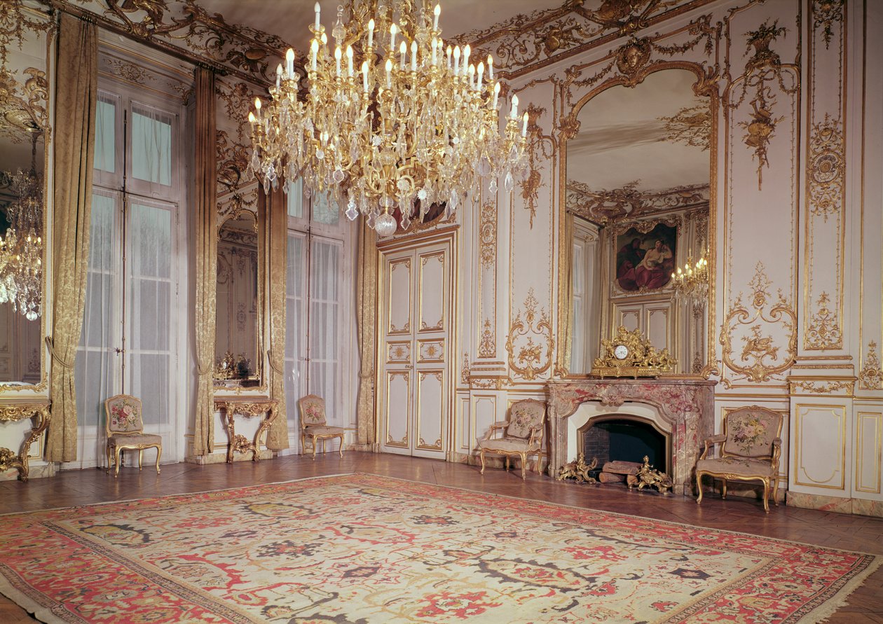 Widok wnętrza Wielkiego Salonu na parterze, ok. 1722-33 r. autorstwa P. and Leroux, J. B. Lassurance
