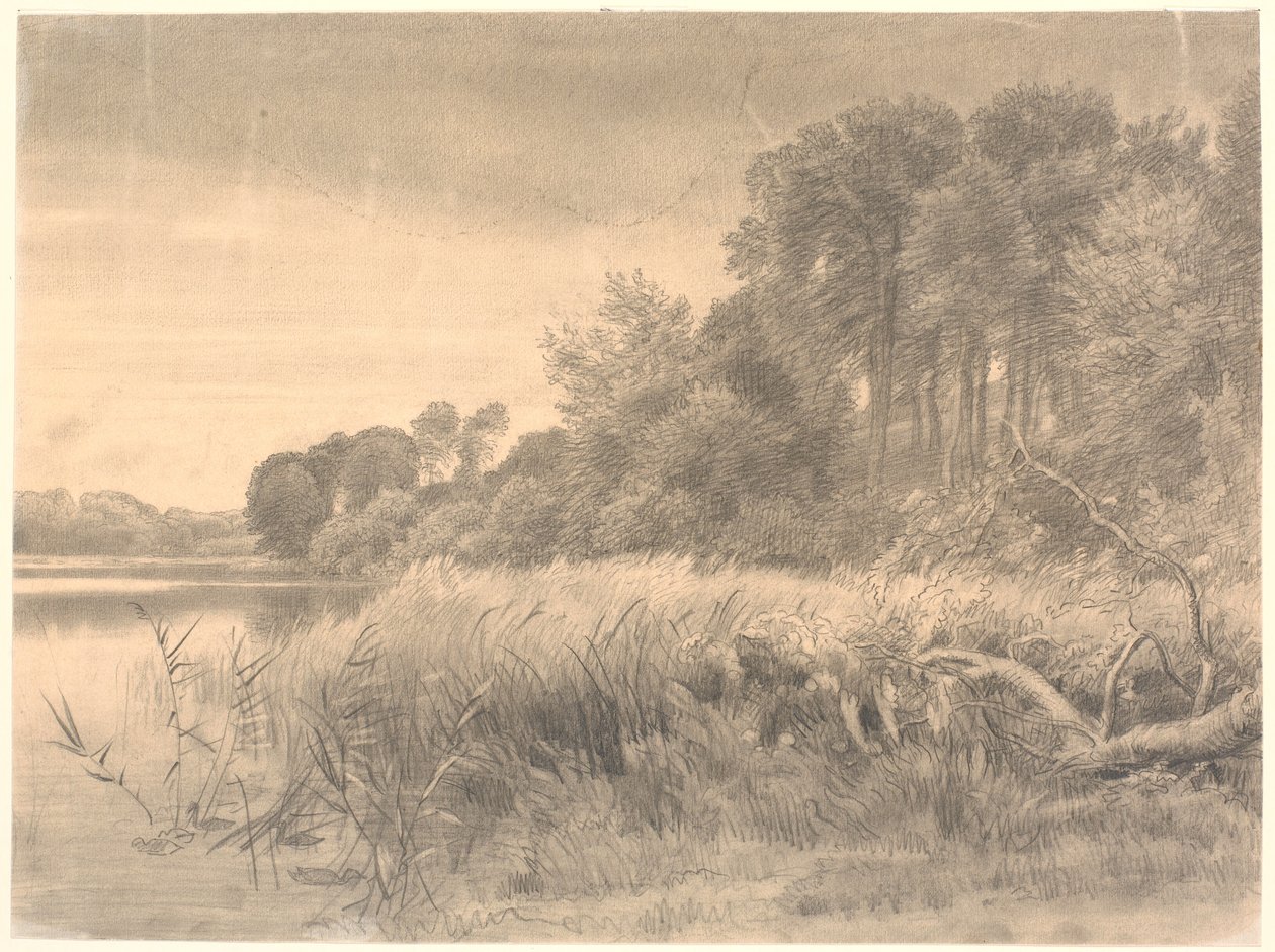 Krajobraz z leśnym jeziorem. Jezioro Gurre. autorstwa P.C. Skovgaard