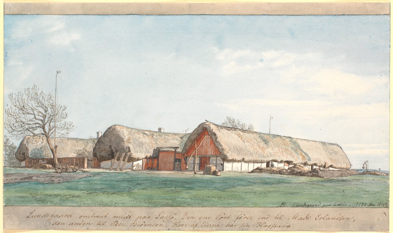 Lundsgaard mniej więcej w środku Læssø. autorstwa P.C. Skovgaard