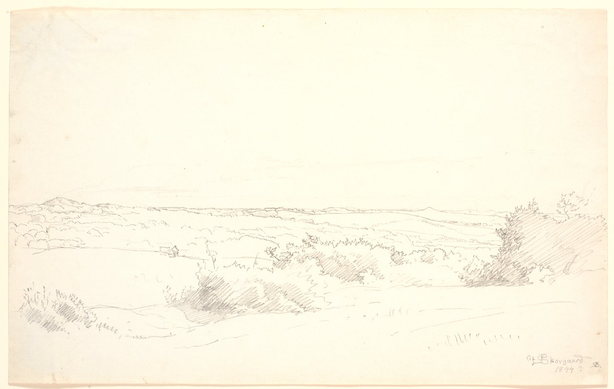 Widok na pagórkowaty krajobraz. autorstwa P.C. Skovgaard