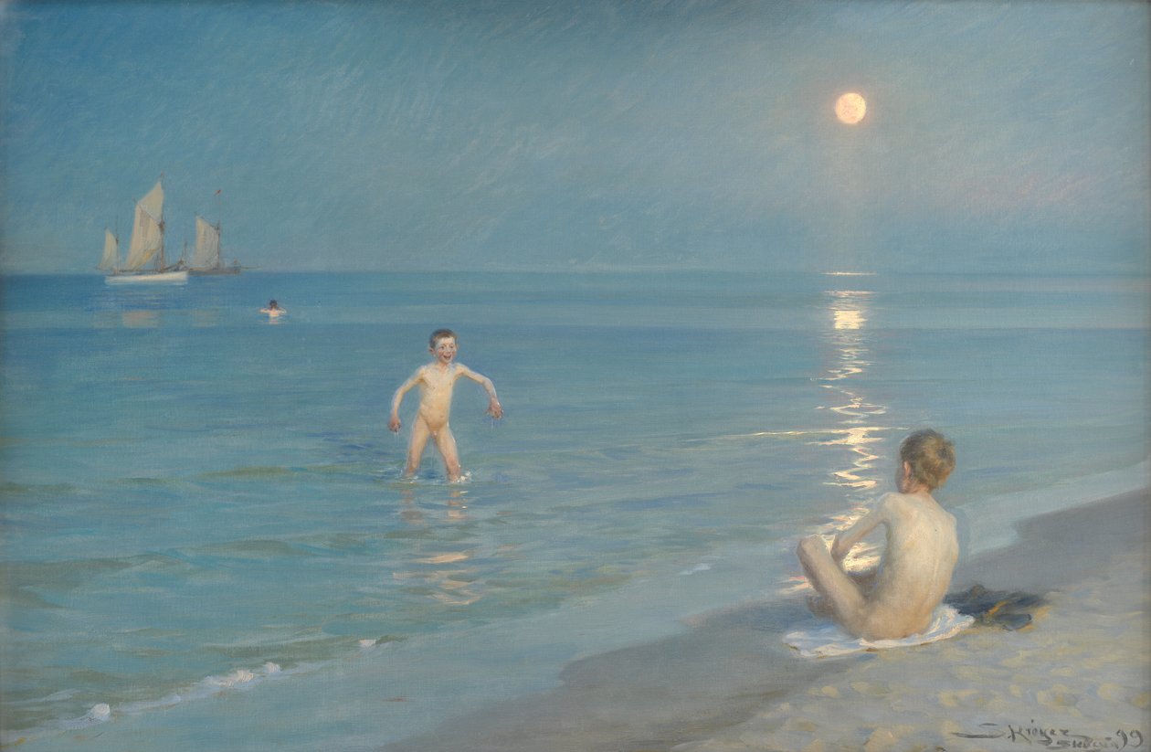 Chłopcy kąpiący się w Skagen. Letni wieczór autorstwa Peder Severin Krøyer