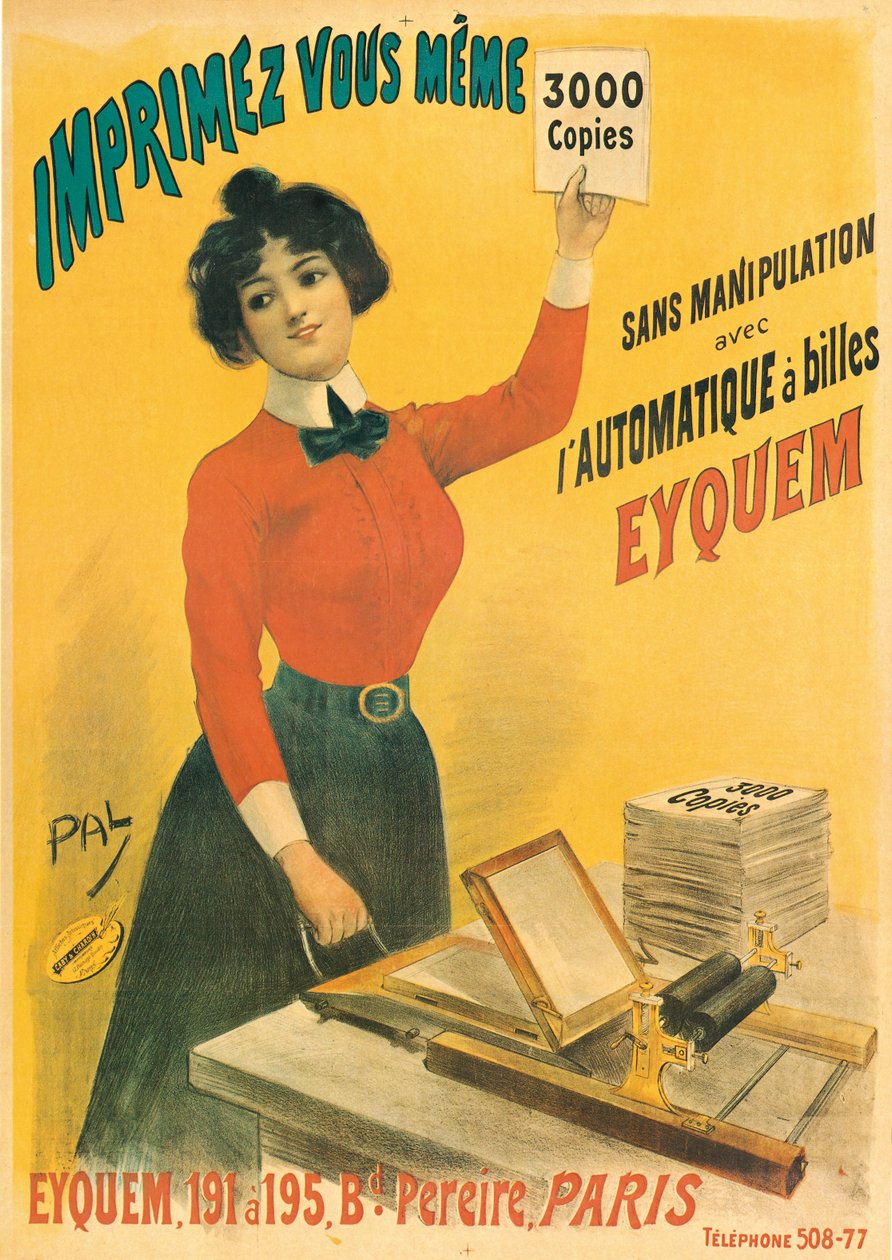 Plakat reklamujący drukarki „Eyquem” autorstwa Pal