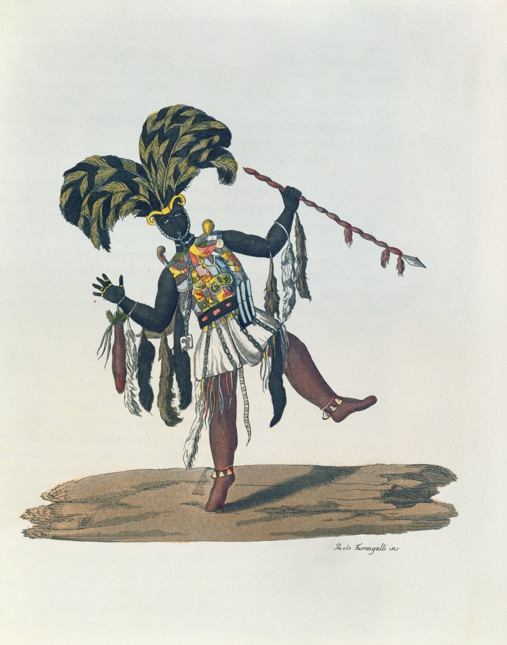 Griot z Senegambii (Senegal), z "Le Costume Ancien ou Moderne", ok. 1820 r. autorstwa Paolo Fumagalli