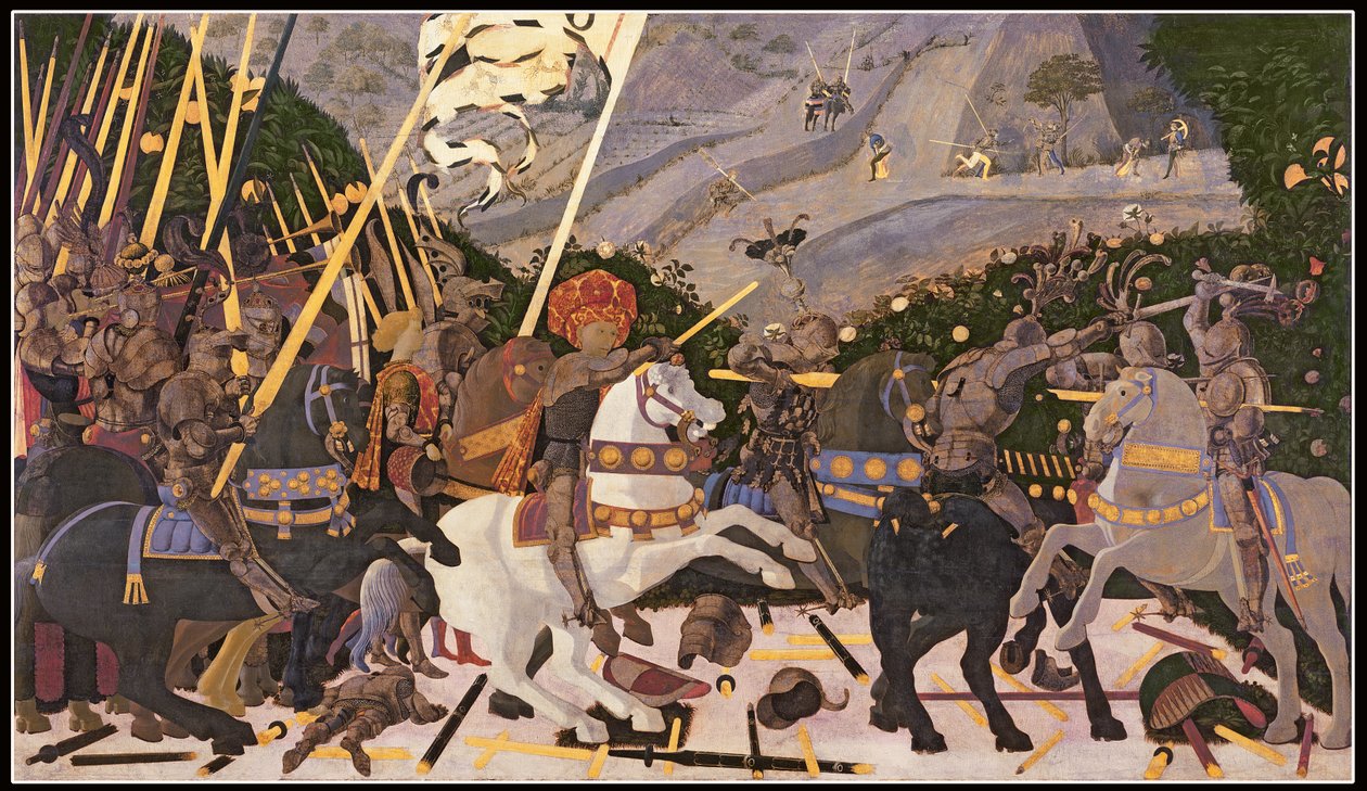 Bitwa pod San Romano, ok. 1438-40 (tempera na topoli) autorstwa Paolo Uccello