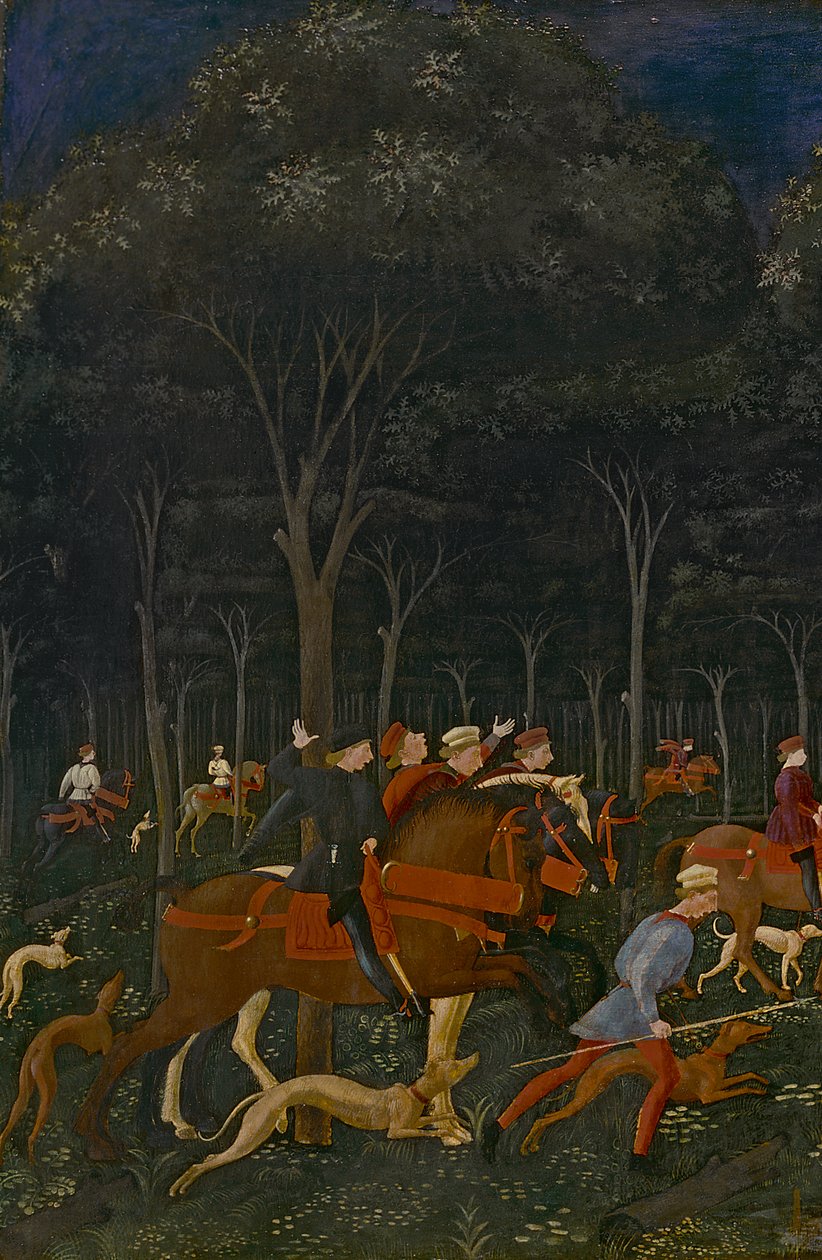 Polowanie w lesie, ok.1465-70 autorstwa Paolo Uccello