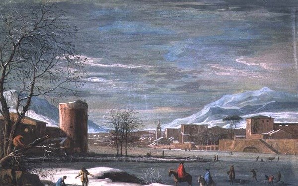 Pejzaż zimowy (tempera na skórze) autorstwa Paolo de (attr.) Filippi