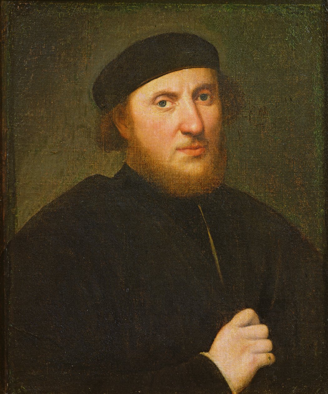Portret mężczyzny w czarnym toczku autorstwa Paris Bordone