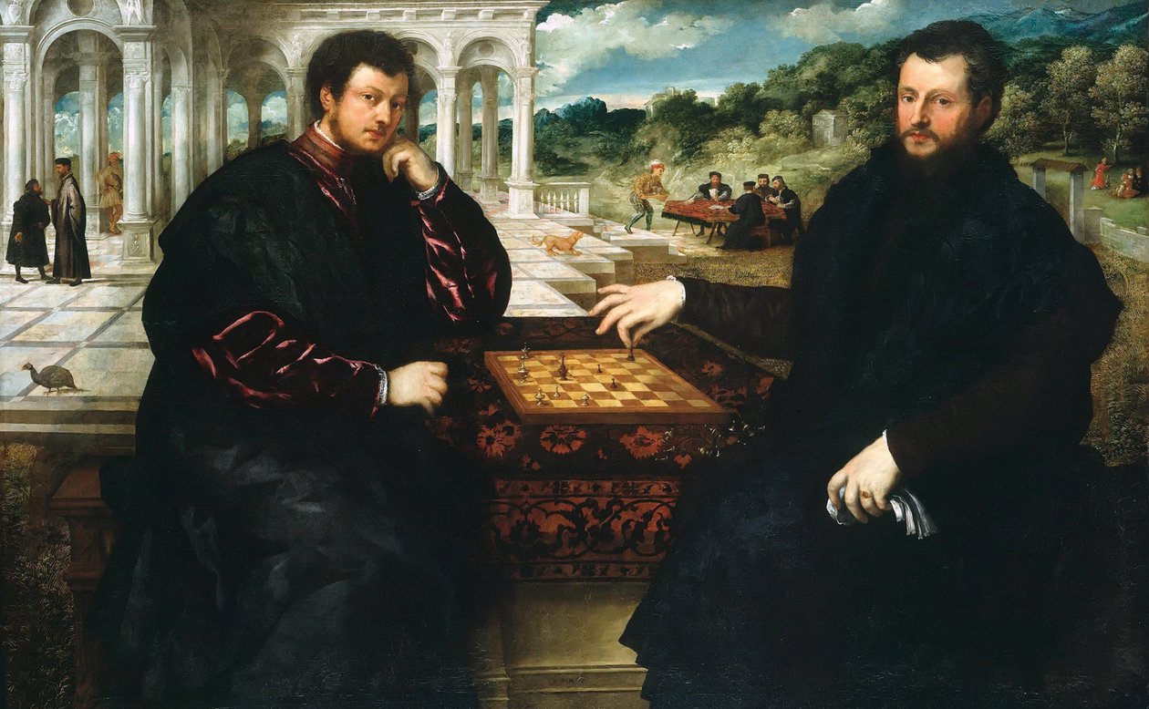 Dwóch szachistów, ok. 1545. autorstwa Paris Bordone