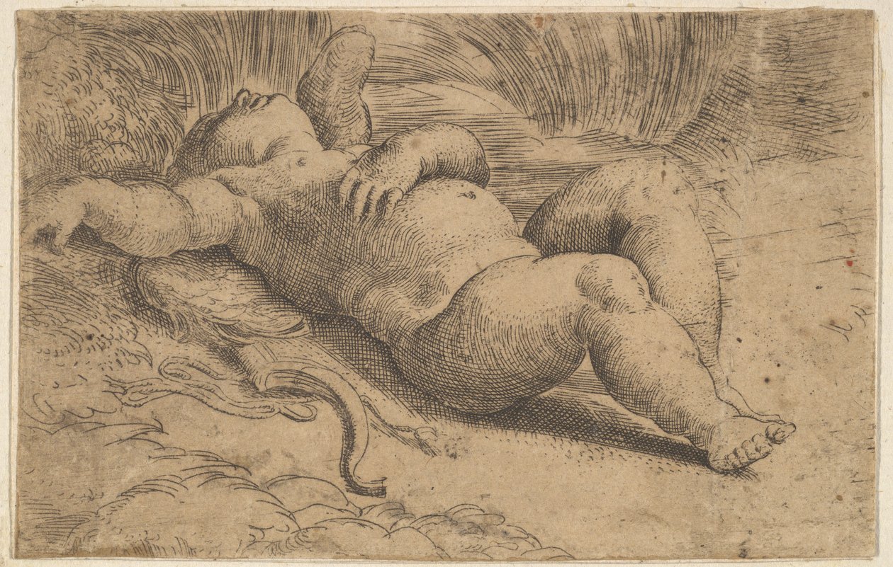 Śpiący Kupidyn, XVI wiek. autorstwa Parmigianino