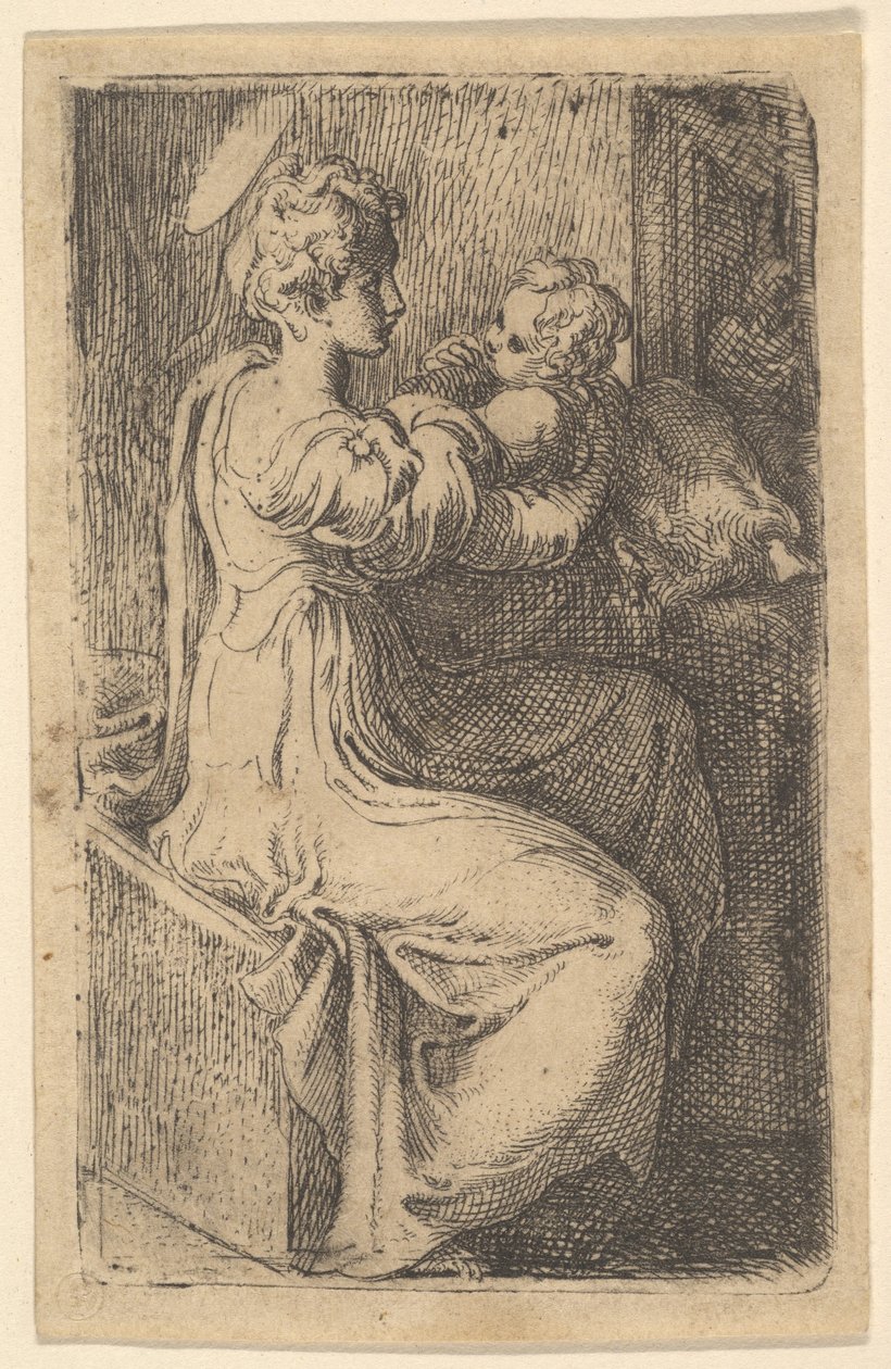 Madonna z Dzieciątkiem, XVI wiek. autorstwa Parmigianino