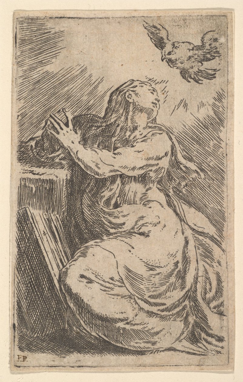 Zwiastowanie, początek XVI wieku. autorstwa Parmigianino