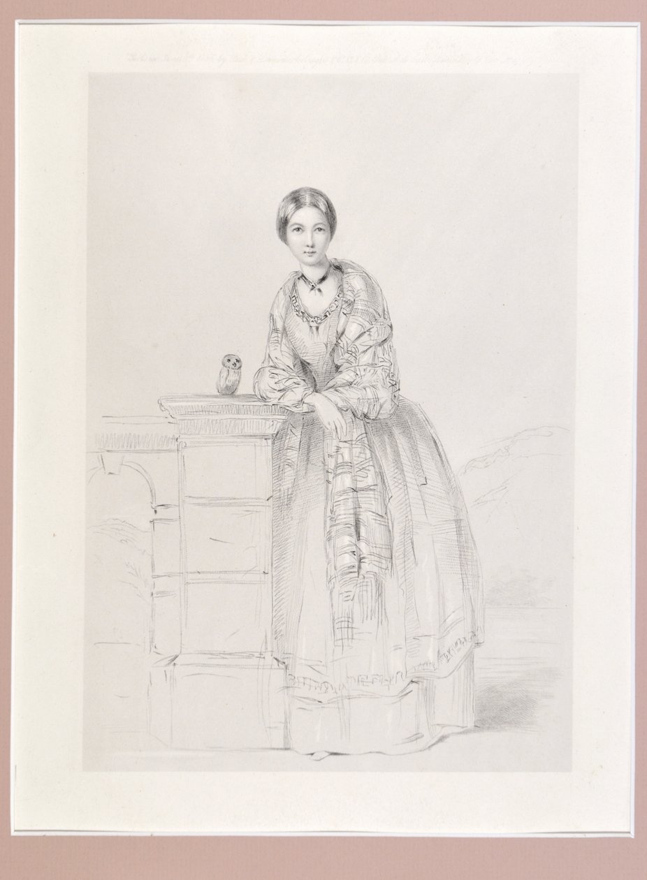 Florence Nightingale z sową Ateną, wyd. P. i D. Colnaghi, 1855 autorstwa Parthenope Nightingale