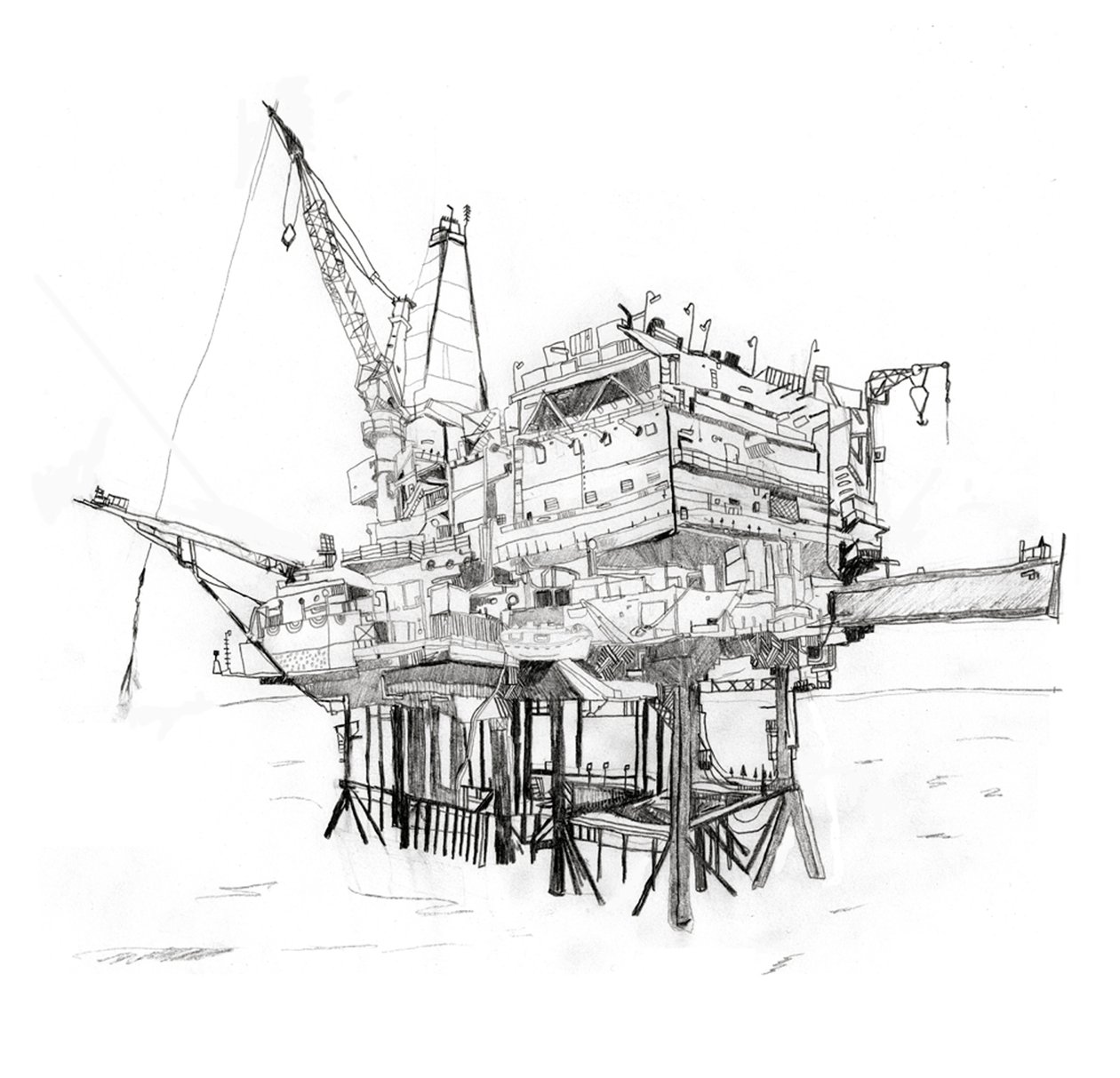 Rig, 2012 (ołówek) autorstwa Pat Macdonald