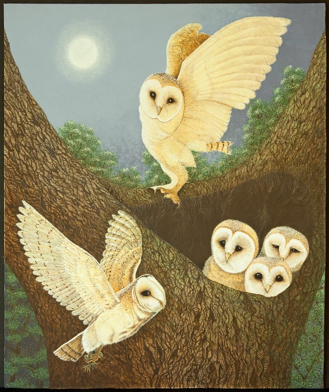 Watching and Waiting, 2013 (akryl na papierze) autorstwa Pat Scott