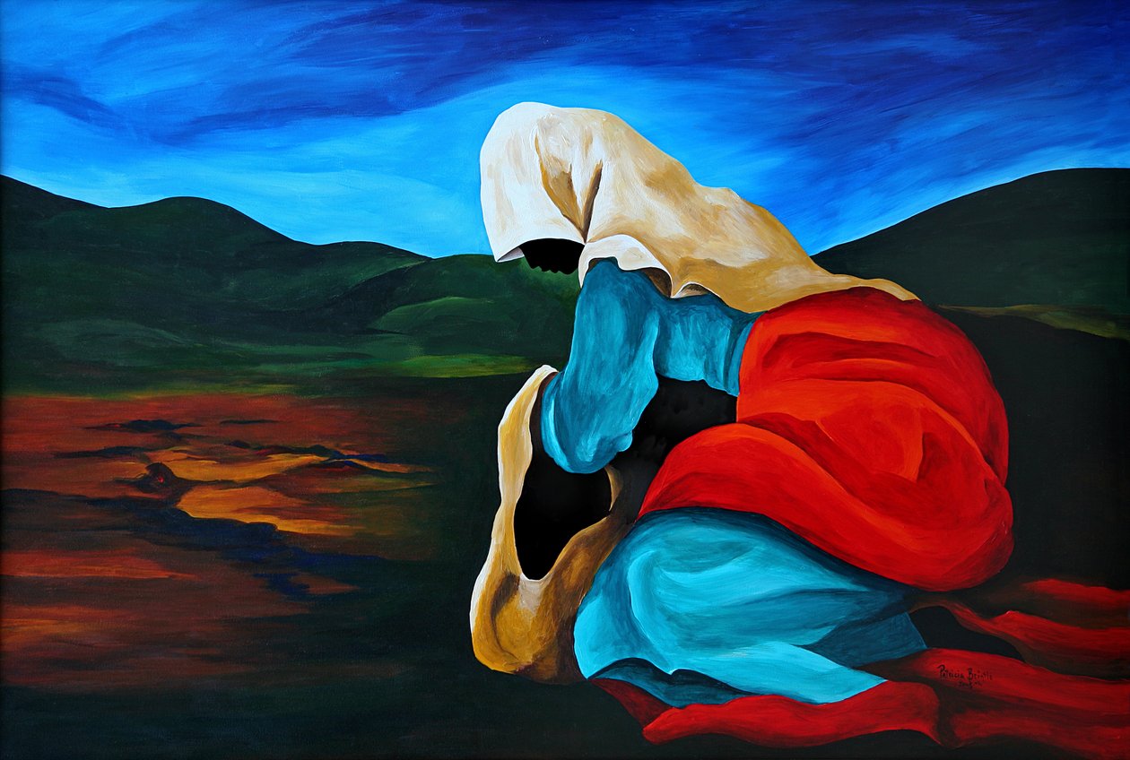 Defilee la folle, 2008 (akryl na masonicie) autorstwa Patricia Brintle
