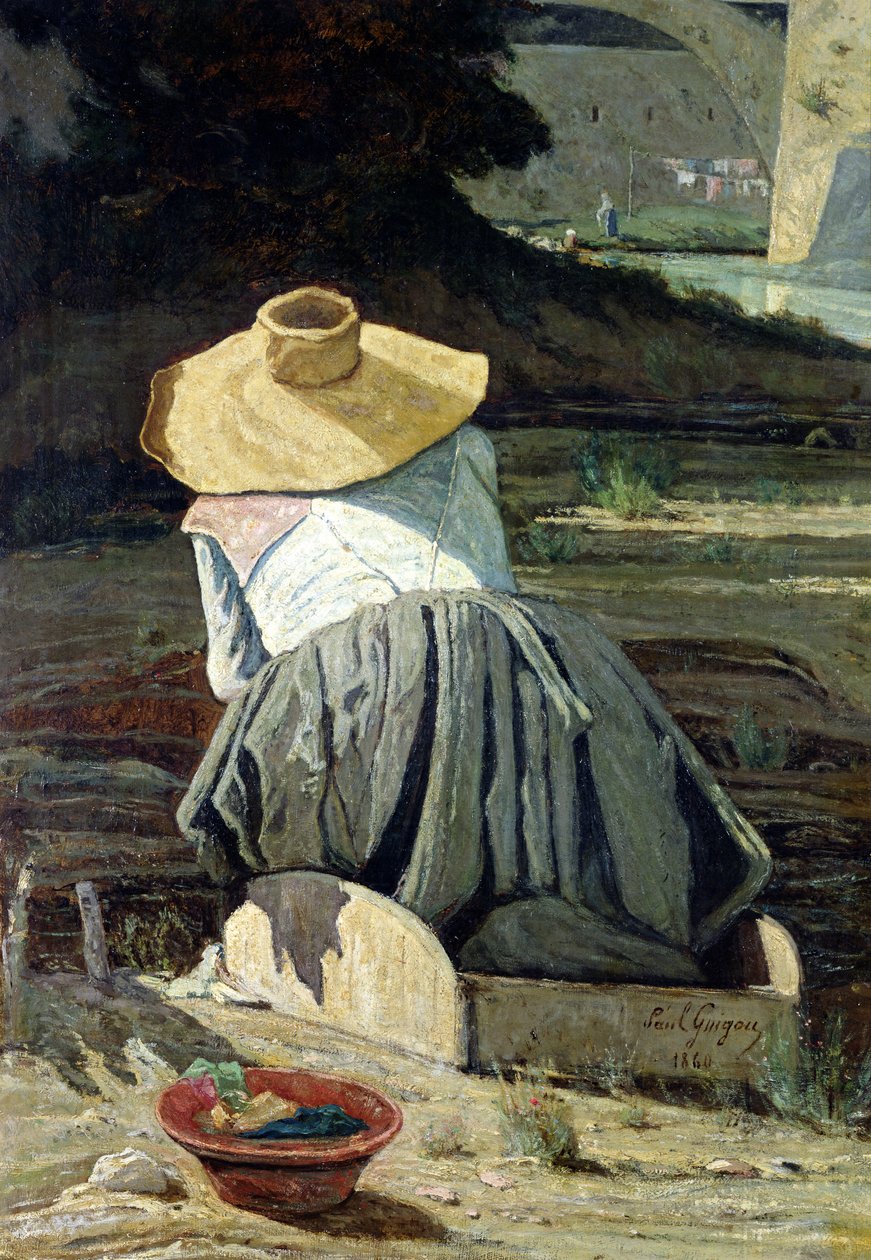 Praczka nad rzeką, 1860 autorstwa Paul Camille Guigou