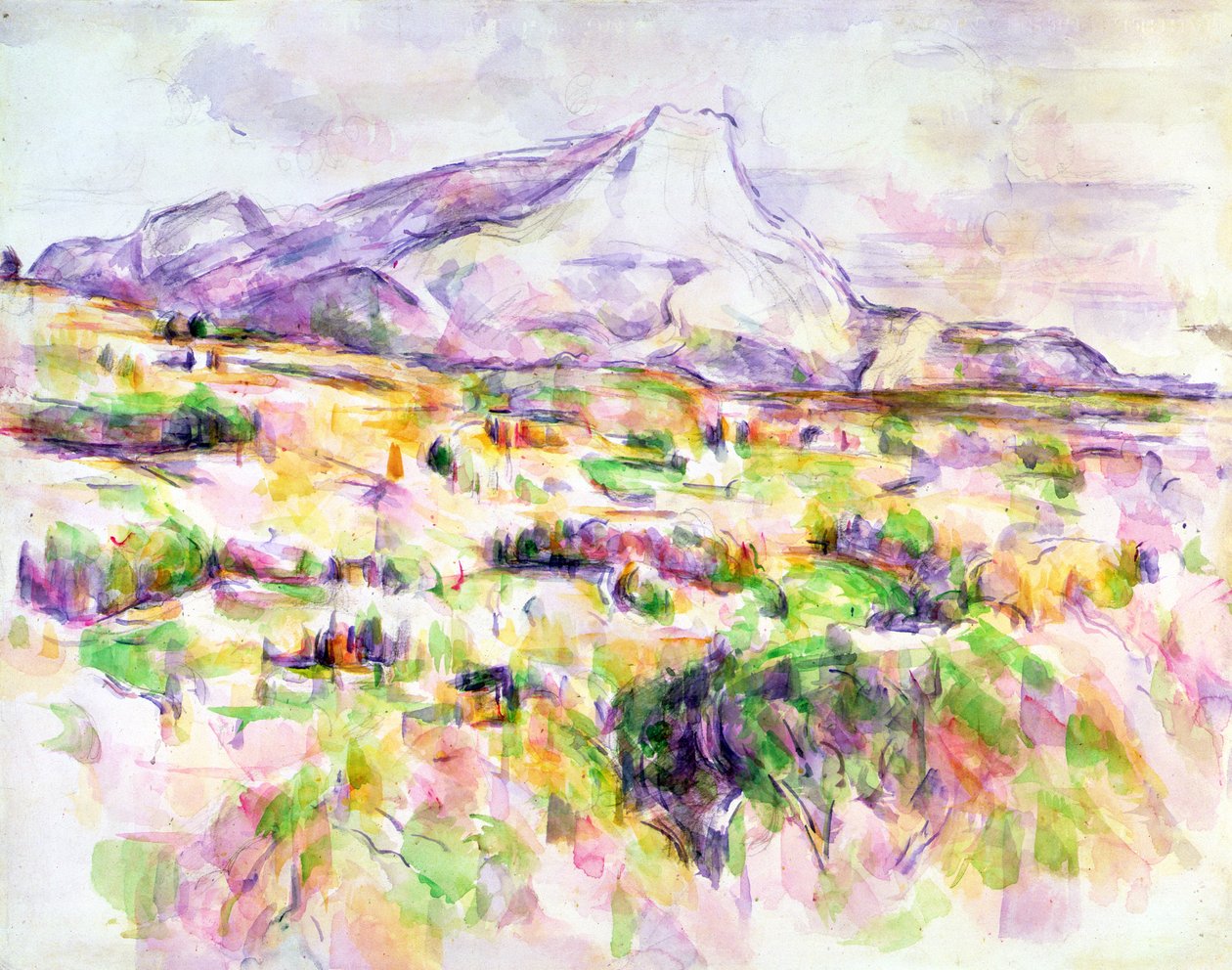 Mont Sainte-Victoire z Les Lauves, 1902-06 (wc i grafit na papierze) autorstwa Paul Cézanne