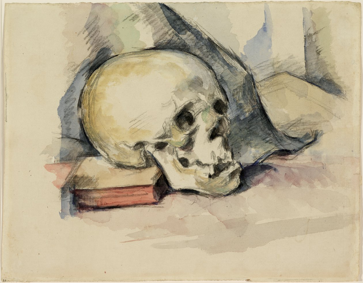 Czaszka i księga, ok. 1885 (wc na czarnej kredzie na papierze) autorstwa Paul Cézanne