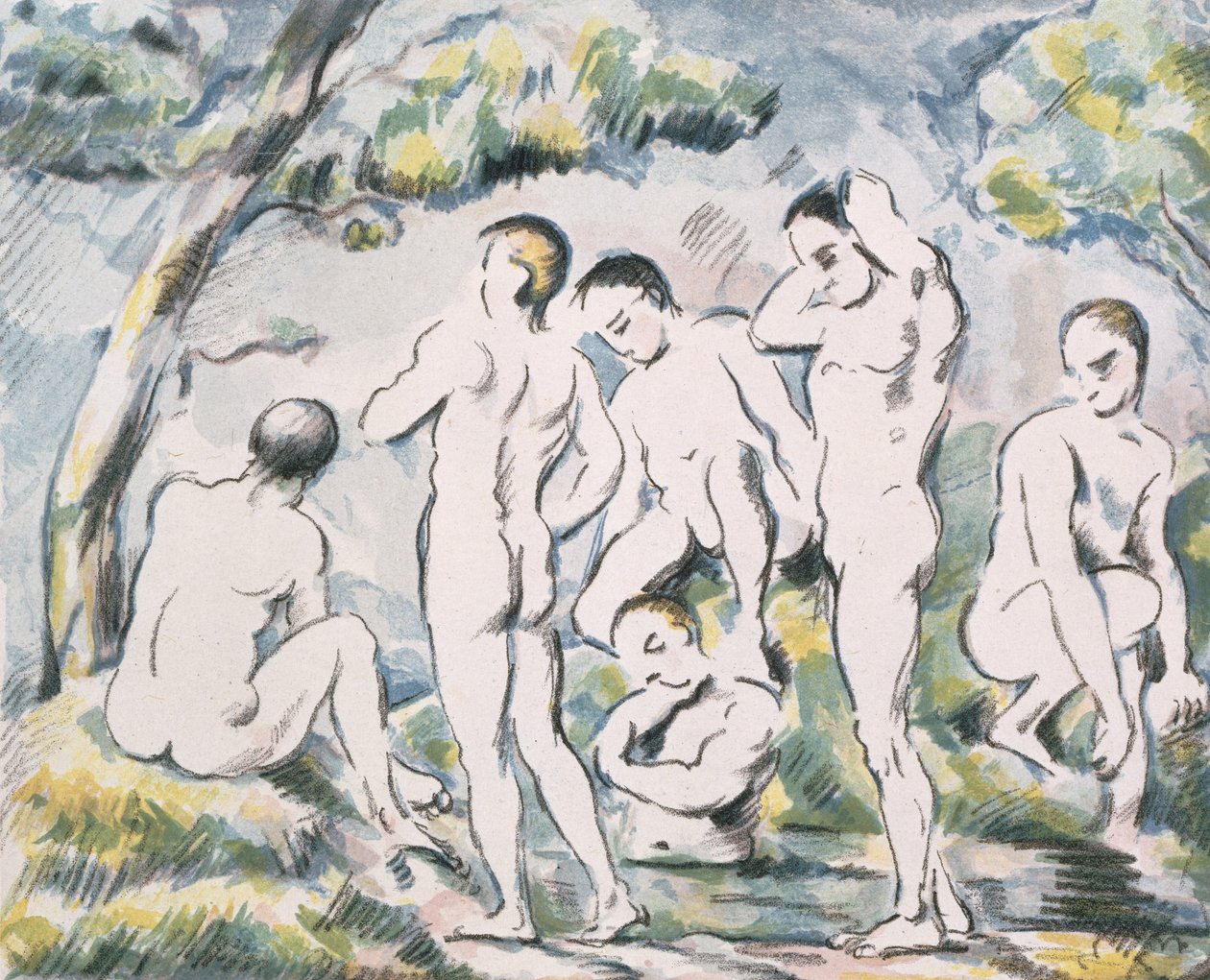 Kąpiący się w krajobrazie, 1898 autorstwa Paul Cézanne