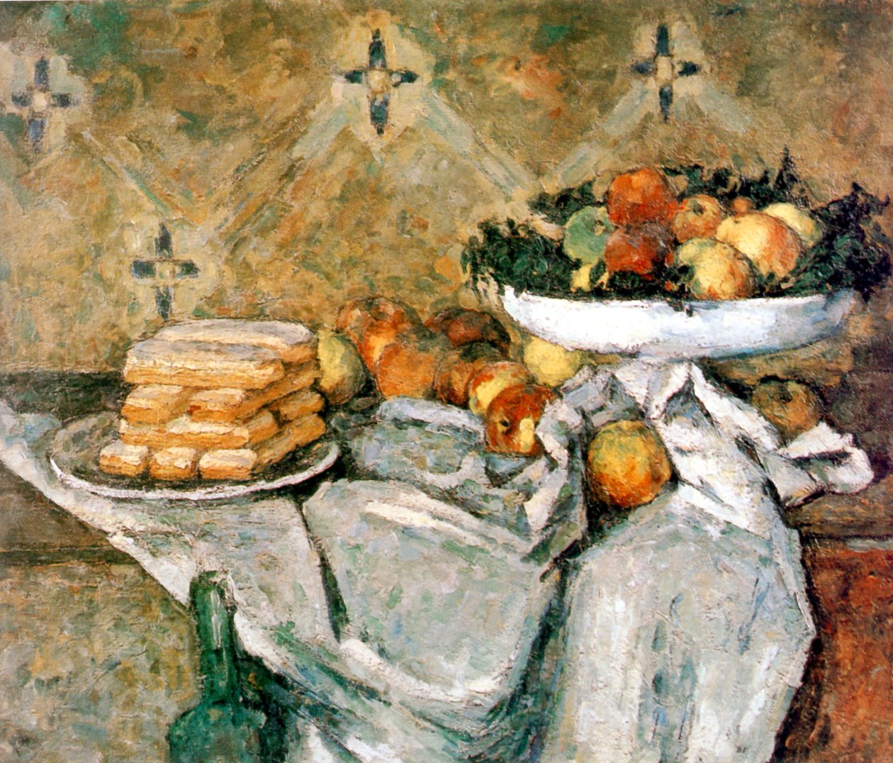 Talerz z owocami i biszkoptowymi paluszkami autorstwa Paul Cézanne