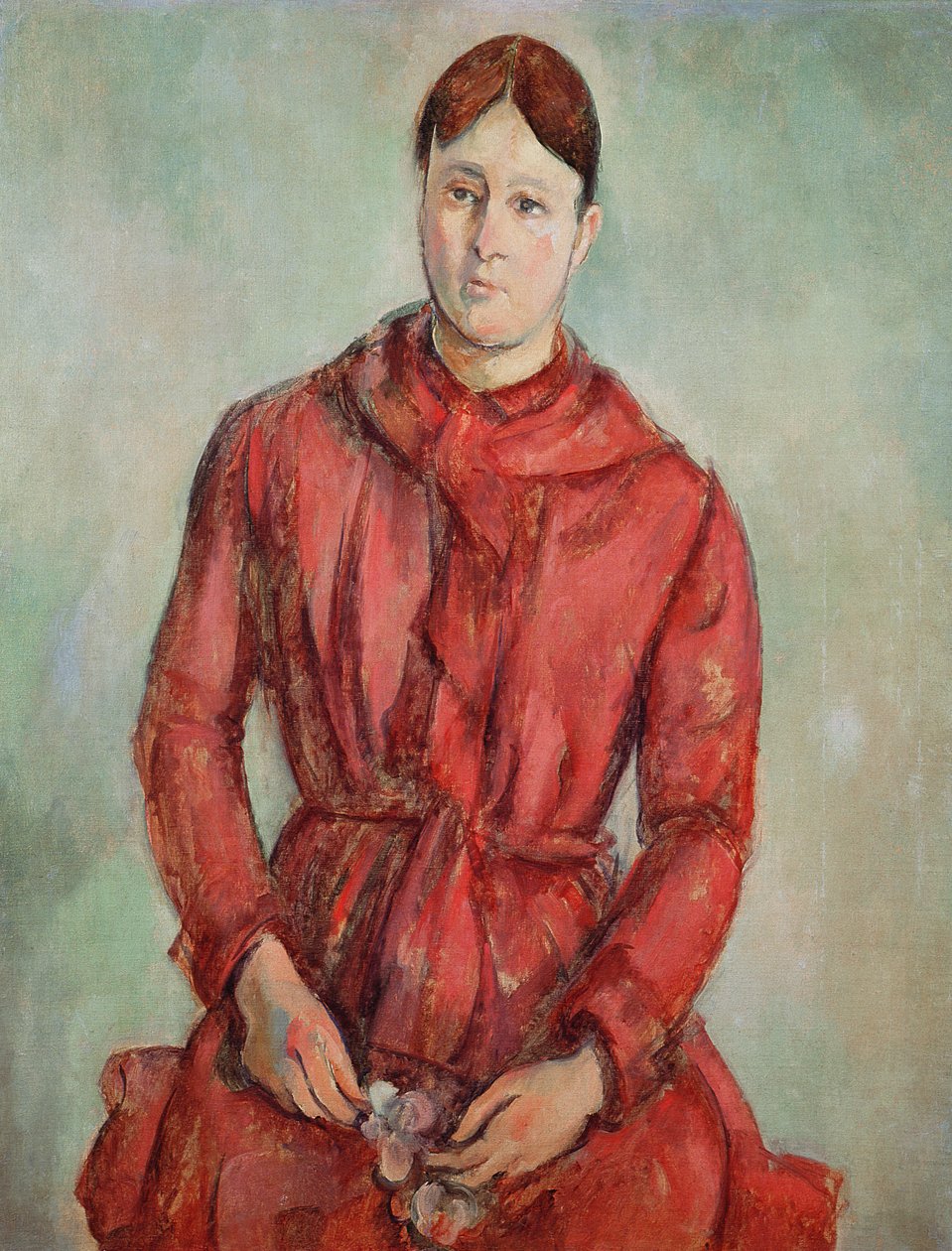 Portret Madame Cezanne w czerwonej sukience, ok. 1890 r. autorstwa Paul Cézanne
