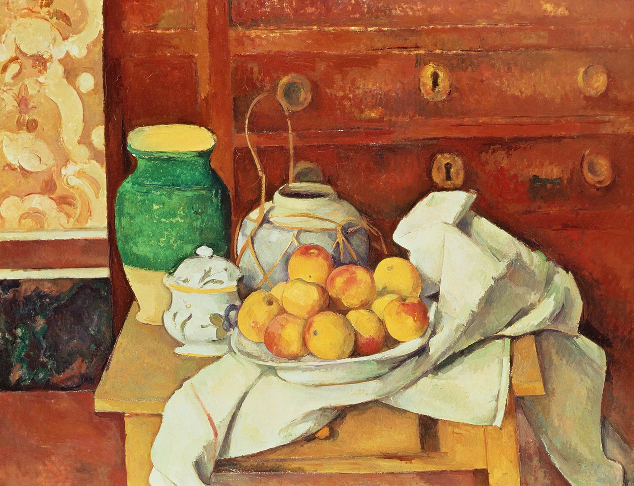 Martwa natura z komodą, 1883-87 autorstwa Paul Cézanne