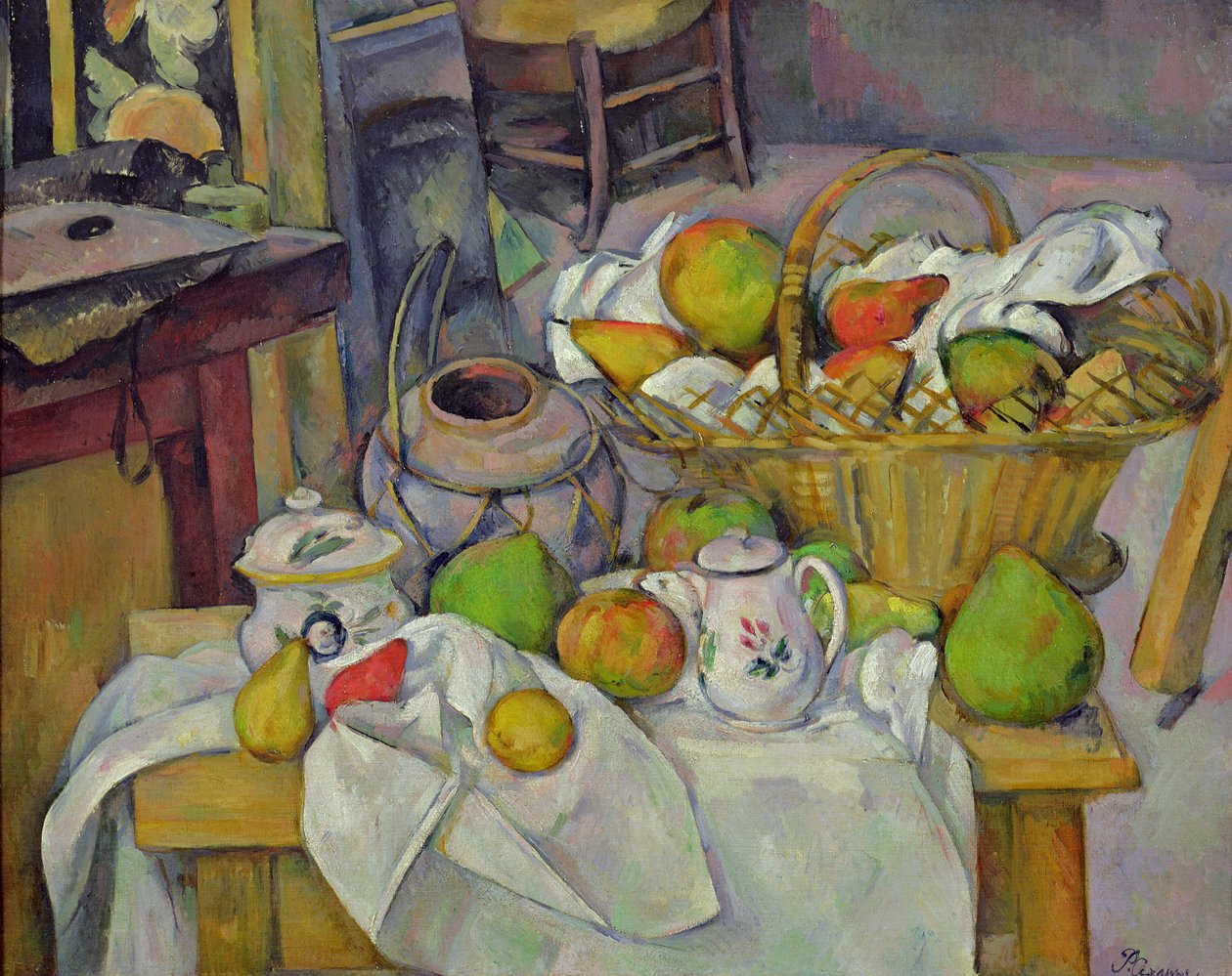 Martwa natura z koszem, 1888-90 autorstwa Paul Cézanne