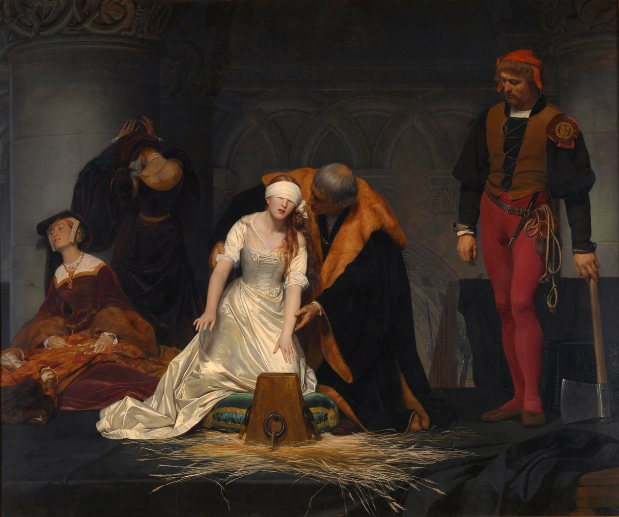 Egzekucja Lady Jane Grey w Tower of London, AD 1554 autorstwa Paul Delaroche