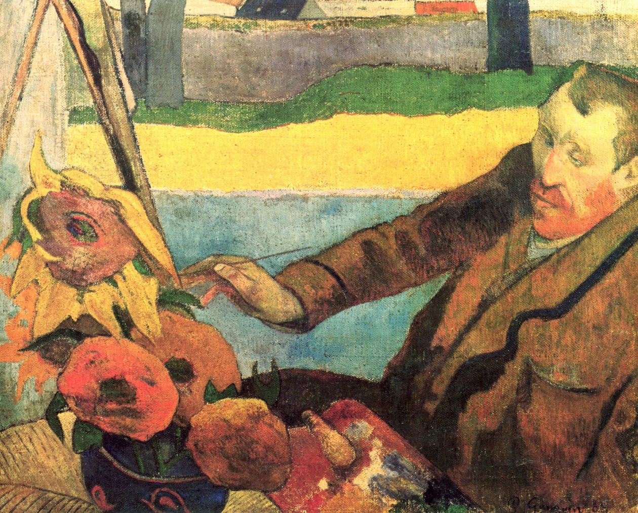Portret Vincenta van Gogha, malującego słoneczniki autorstwa Paul Gauguin