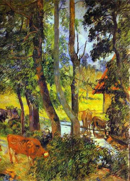 Picie bydła autorstwa Paul Gauguin