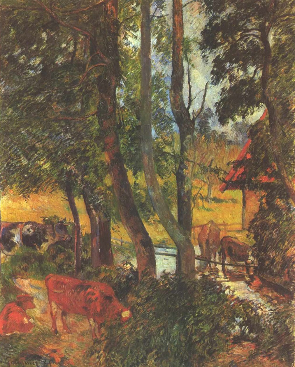Krowy w punkcie pojenia autorstwa Paul Gauguin