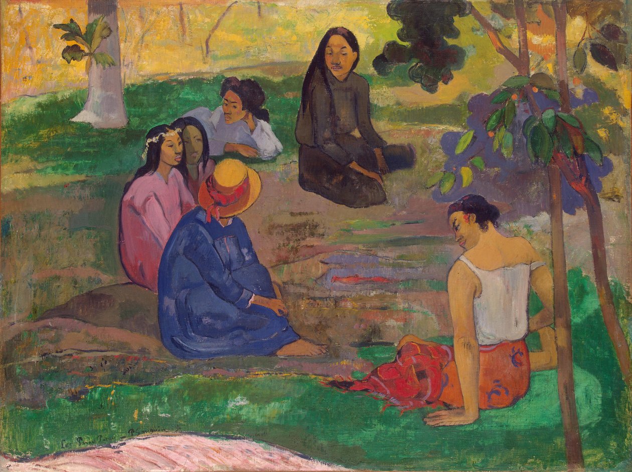 Les Parau Parau (The Gossipers)، یا خبرې اترې، 1891 پولی autorstwa Paul Gauguin