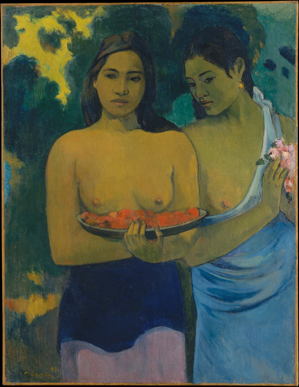 Piersi z czerwonymi kwiatami autorstwa Paul Gauguin