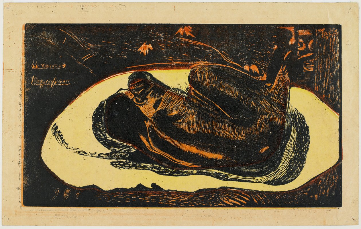 Manao Tupapau, 1894 (kolorowy drzeworyt) autorstwa Paul Gauguin