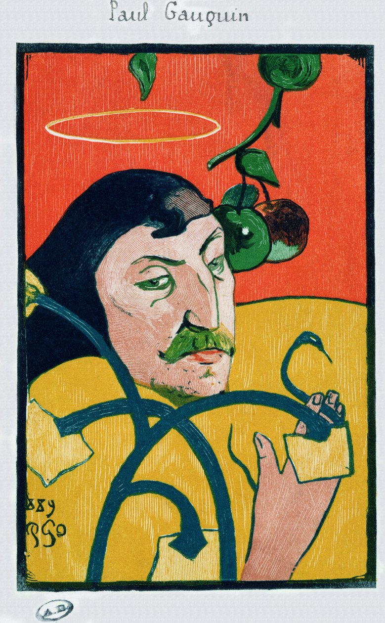 Autoportret, 1889 (kolorowy drzeworyt) autorstwa Paul Gauguin