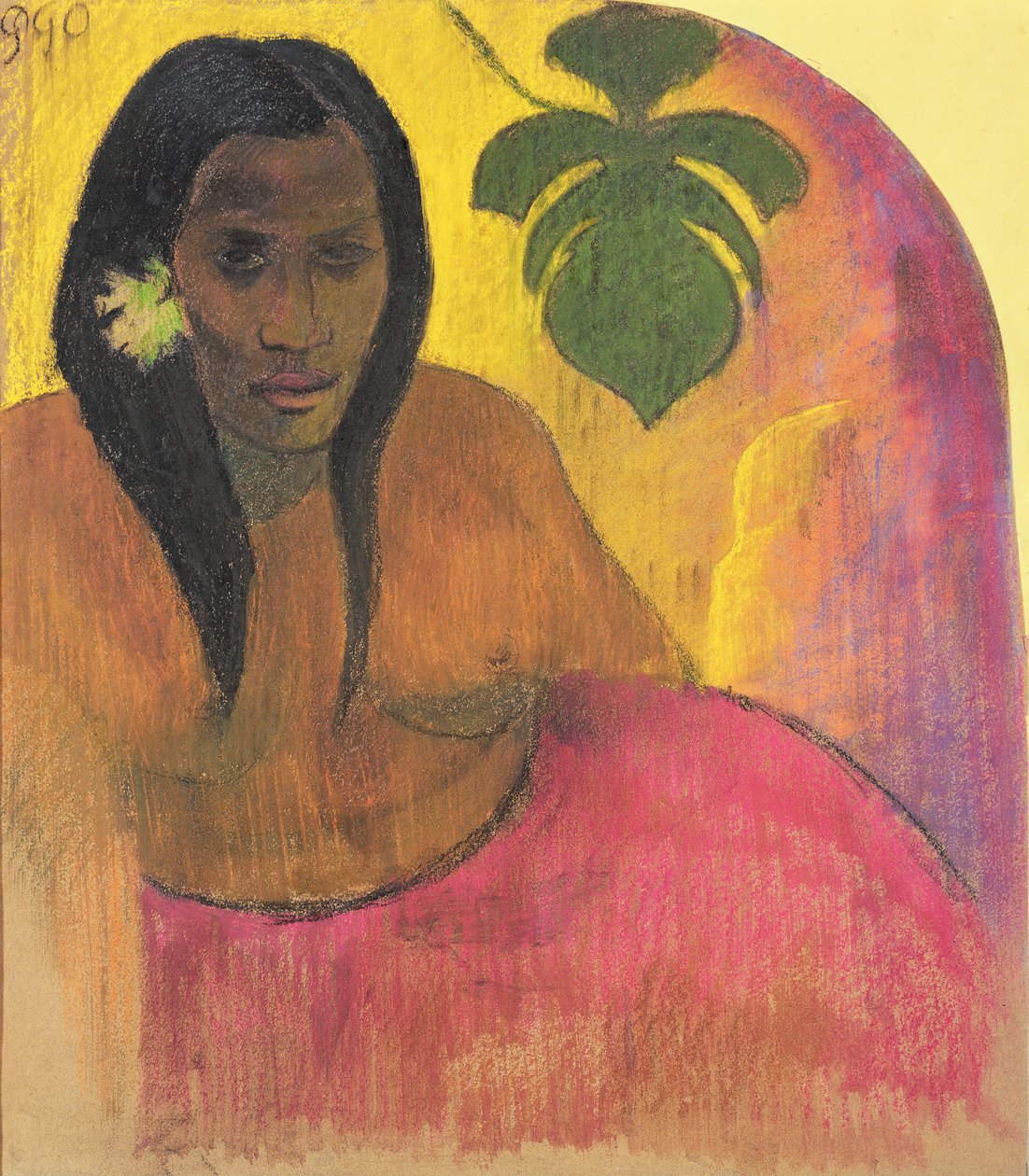 Tahitańskie kobiety, ok. 1894 (węgiel i pastel na papierze ułożone na płycie) autorstwa Paul Gauguin