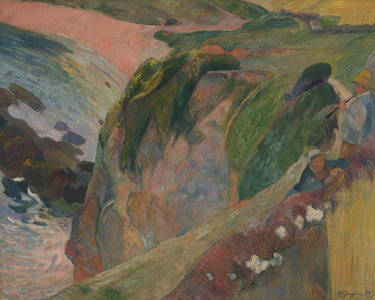 Gracz flageolet na klifie autorstwa Paul Gauguin