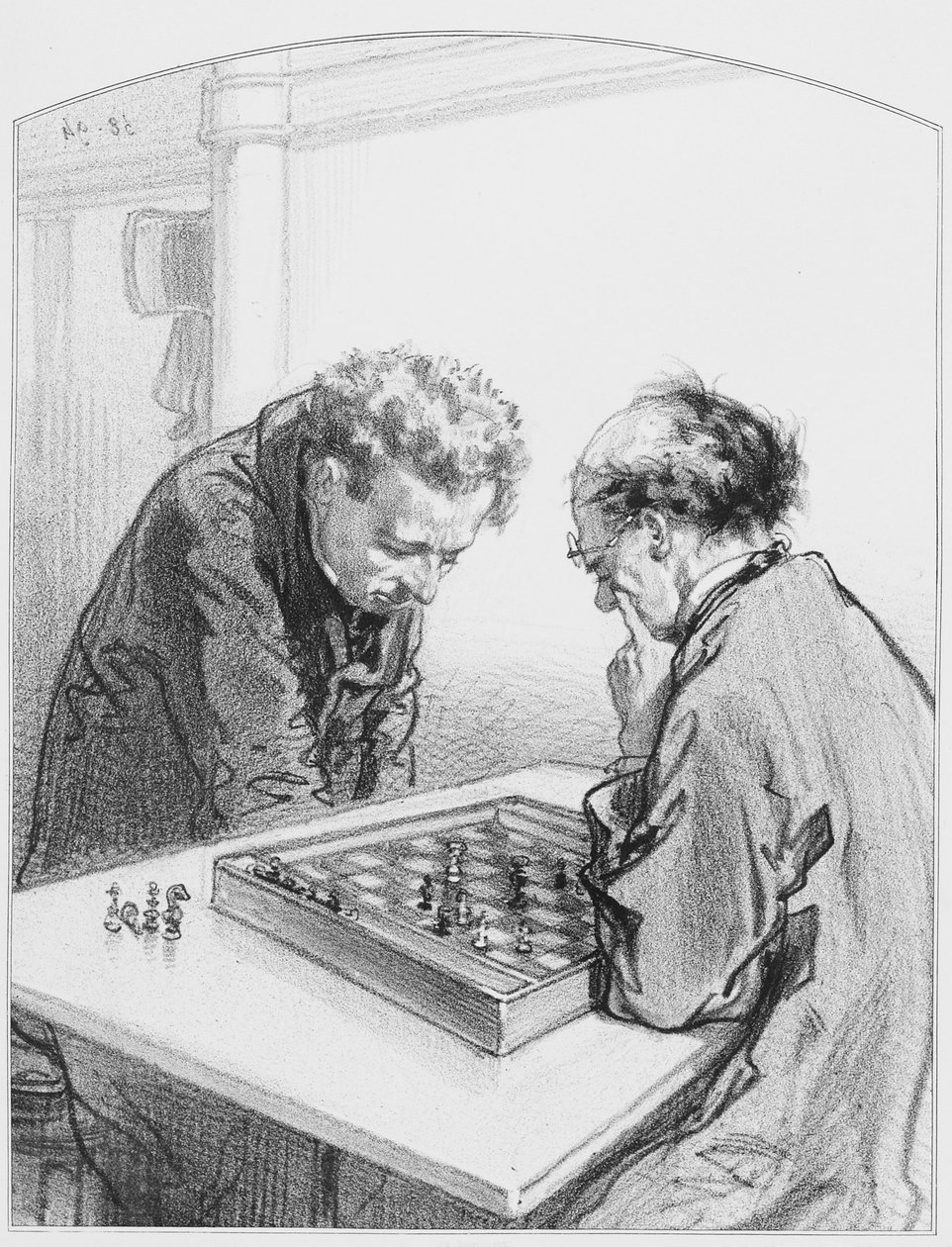 Szachy, płyta 15 z Les Toquades, 1858 autorstwa Paul Gavarni